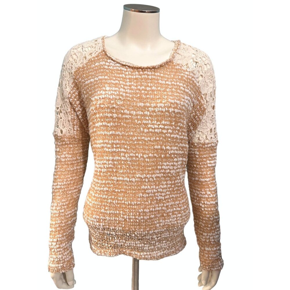 Altar'd State Open Back Lace Pullover Polyester Acrylic Knit Sheer Sweater Sz Sm